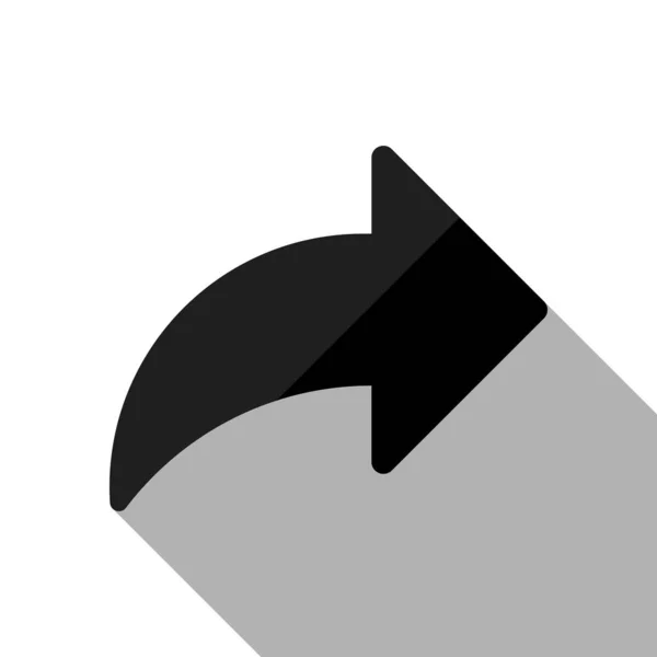 Aandeel Pictogram Met Pijl Zwarte Object Met Lange Schaduw Witte — Stockvector