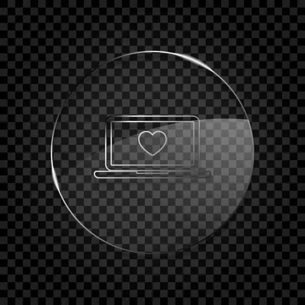 Laptop Notebook Computer Heart Screen Simple Icon Icon Circle Glass — Stock vektor