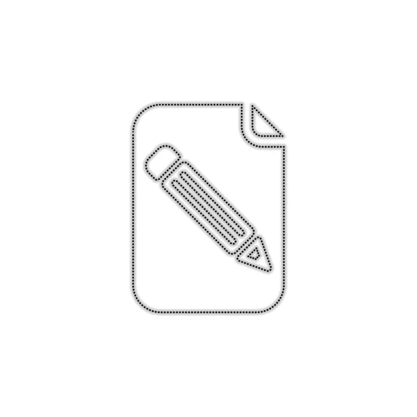 Icône Papier Crayon Silhouette Contour Pointillé Avec Ombre Sur Fond — Image vectorielle