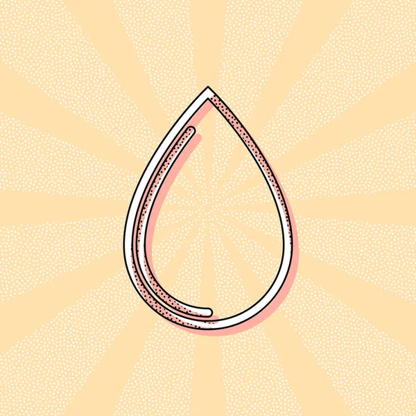 Su damla simgesi. Retro Vintage tipografi ofset baskı etkisi ile. Çizgi roman pop sanat arka plan ile nokta poster