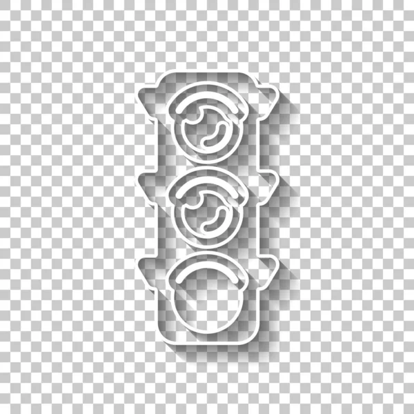 Trafik ışığı simgesi. İz yürümek, yeşil ya da gidin. Gölge şeffaf arka plan üzerinde beyaz anahat işaretiyle