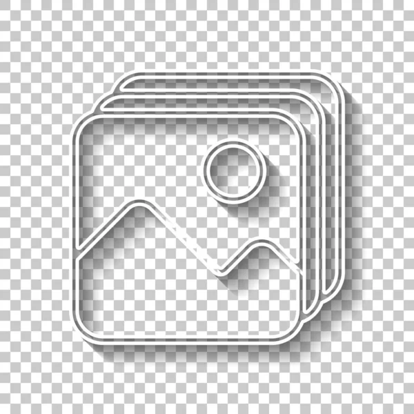 Resimler basit yığını. Gölge şeffaf arka plan üzerinde beyaz anahat işaretiyle