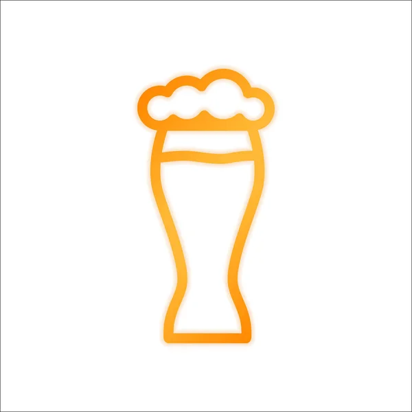 Beer Glass Simple Linear Icon Thin Outline Orange Sign Low — Stock Vector