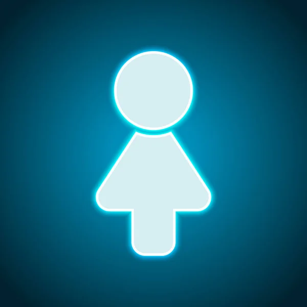 女性のシンボル 女性のシンプルなアイコン ネオンのスタイル 光装飾アイコンです 明るい電気シンボル — ストックベクタ