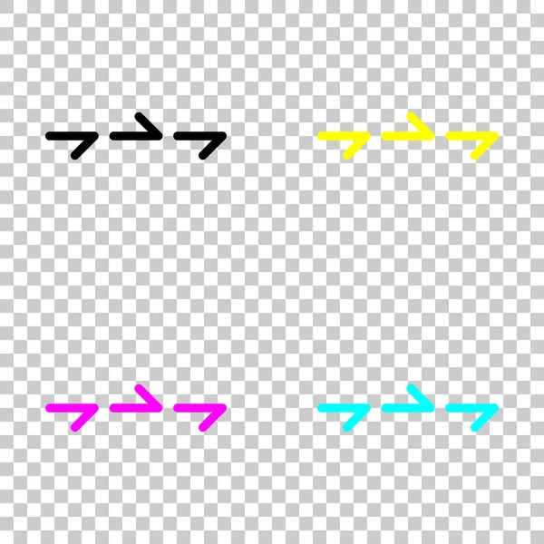 几个箭头 相同的方向 薄轮廓 透明背景上的彩色 Cmyk 图标集 — 图库矢量图片
