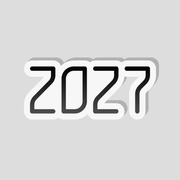 Иконка 2027 Года Новым Годом Стикер Белой Каймой Простой Тенью — стоковый вектор