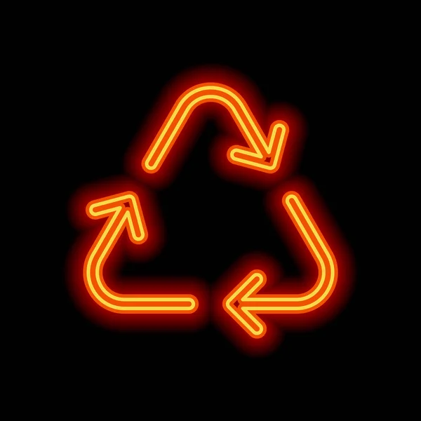 Recycling Hergebruik Pictogram Dunne Pijlen Lineaire Stijl Oranje Neon Stijl — Stockvector