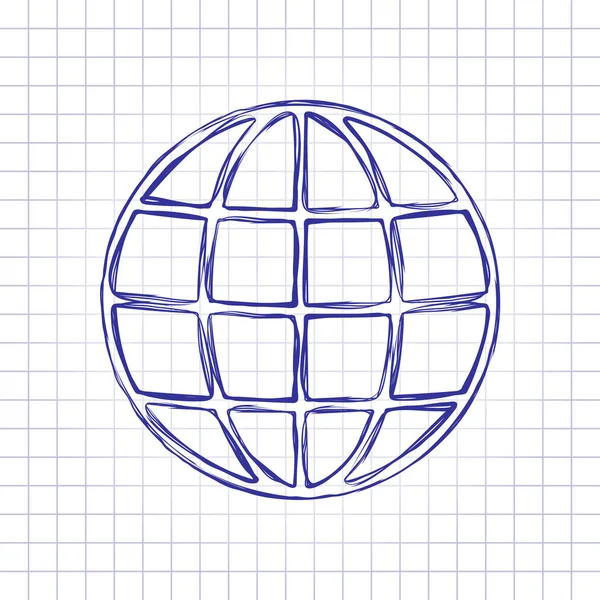Jednoduchý Globus Ikona Lineární Tenký Obrys Ručně Nakreslený Obrázek List — Stockový vektor