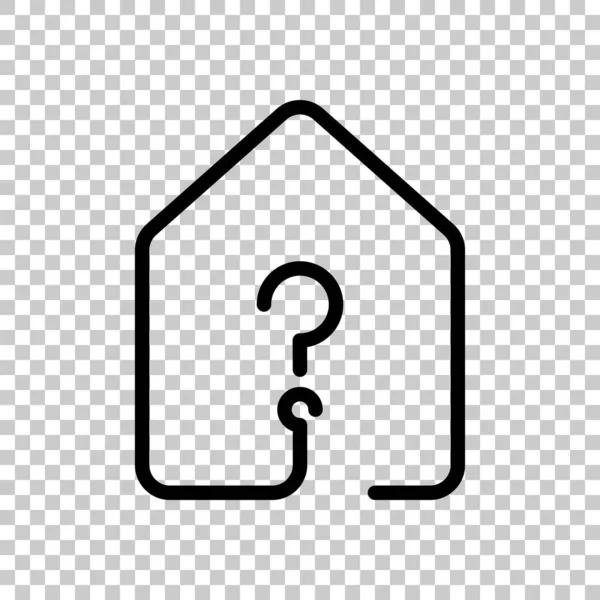 Casa Con Icona Punto Interrogativo Stile Linea Simbolo Nero Sfondo — Vettoriale Stock