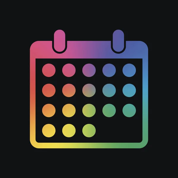 Einfaches Kalendersymbol Regenbogenfarbe Und Dunkler Hintergrund — Stockvektor