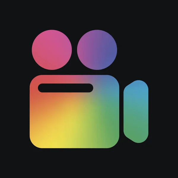 Icono Cámara Vídeo Simple Color Arco Iris Fondo Oscuro — Archivo Imágenes Vectoriales