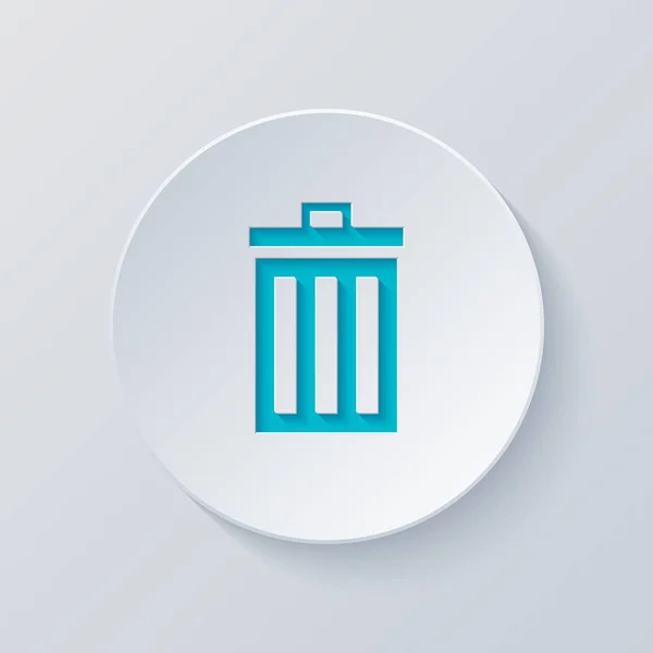 Lixo Ícone Simples Círculo Corte Com Camadas Cinza Azul Estilo — Vetor de Stock