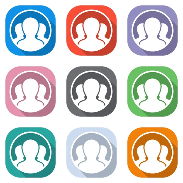 Daire, kaç kişi takımı. Beyaz simgeleri uygulamalar için renkli kareler olarak ayarlayın. Sorunsuz imkanı ve desen poster için