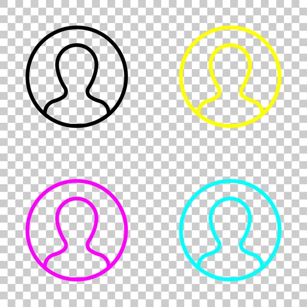 Профиль Человек Кругу Цветной Набор Иконок Cmyk Прозрачном Фоне — стоковый вектор