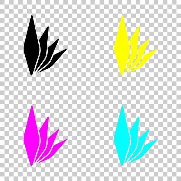 yaprak bambu. basit siluet. Cmyk simgeleri şeffaf arka plan üzerinde renkli dizi
