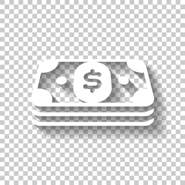 Paquete Dinero Dólares Cupones Icono Del Negocio Icono Blanco Con — Vector de stock