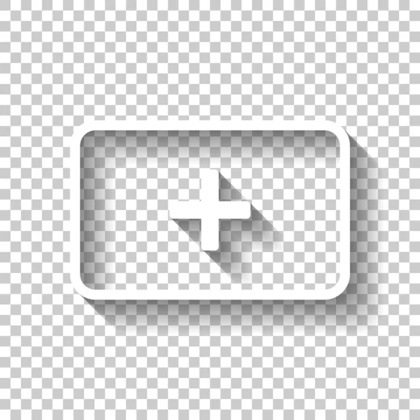 Caja Primeros Auxilios Icono Simple Icono Blanco Con Sombra Sobre — Vector de stock