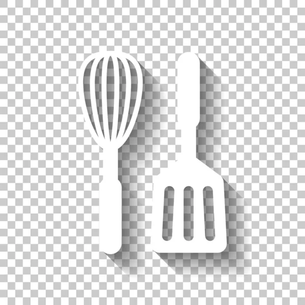 Pictograma Scule Bucătărie Muşchi Spatulă Pictograma Albă Umbră Fundal Transparent — Vector de stoc