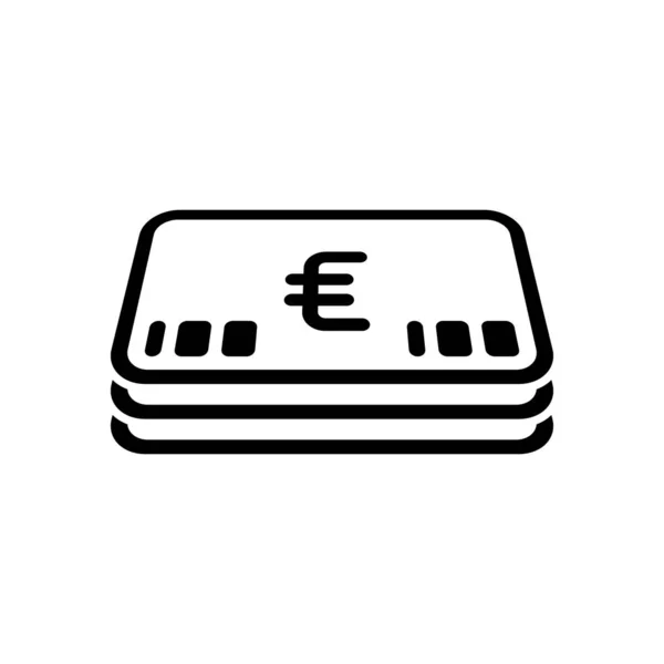 Sada Euro Peníze Nebo Poukazy Obchodní Ikonu Černá Bílém Pozadí — Stockový vektor