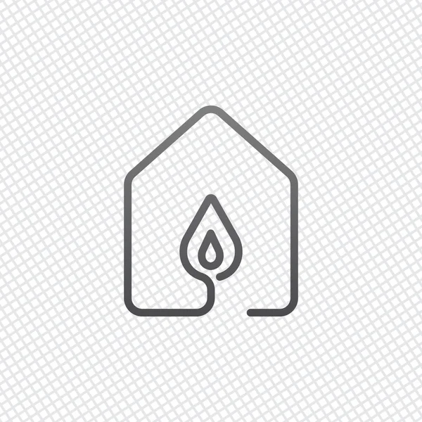 ateş ile ev simgesini alevler. çizgi stili. Kılavuz arka plan üzerinde