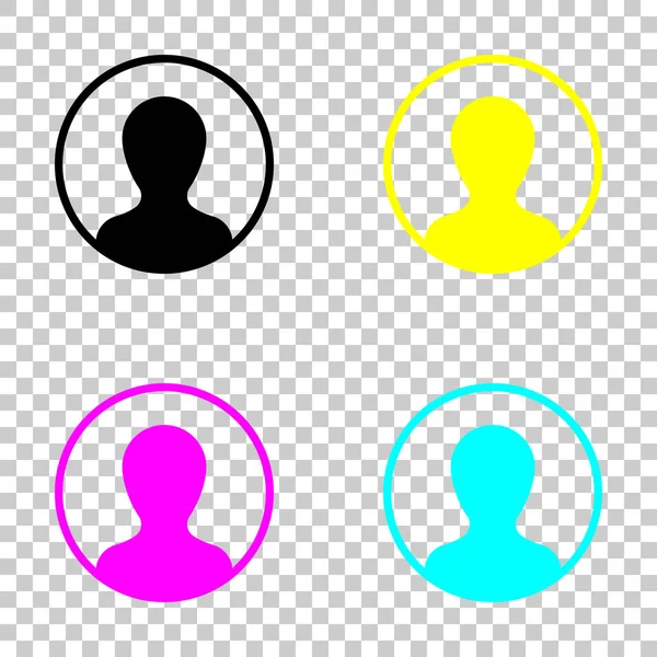 Profil, kişi bir dairede. Cmyk simgeleri şeffaf arka plan üzerinde renkli dizi