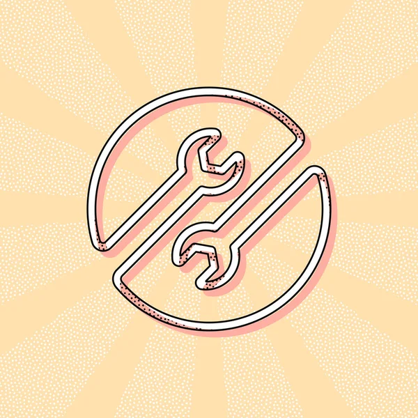 Onarım Servisi. Doğrusal, ince anahat. Retro Vintage tipografi ofset baskı etkisi ile. Çizgi roman pop sanat arka plan ile nokta poster