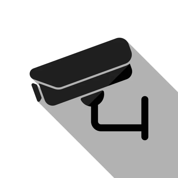 Cámara Seguridad Icono Tecnología Objeto Negro Con Sombra Larga Sobre — Vector de stock