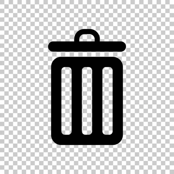 Trash Bin Simple Icon Black Symbol Transparent Background — Stock Vector
