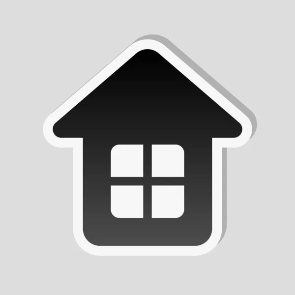 Egyszerű Ház Ikonra Stílus Matrica Fehér Kerettel Egyszerű Árnyék Szürke — Stock Vector