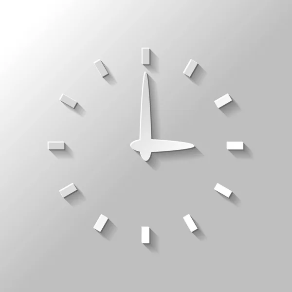 Icono Simple Del Reloj Estilo Papel Con Sombra Sobre Fondo — Archivo Imágenes Vectoriales