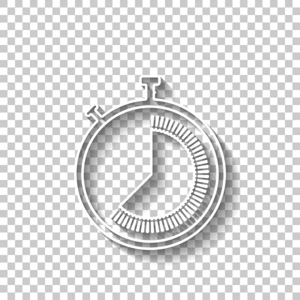 Kronometre. basit simgesi. Gölge şeffaf arka plan üzerinde beyaz anahat işaretiyle