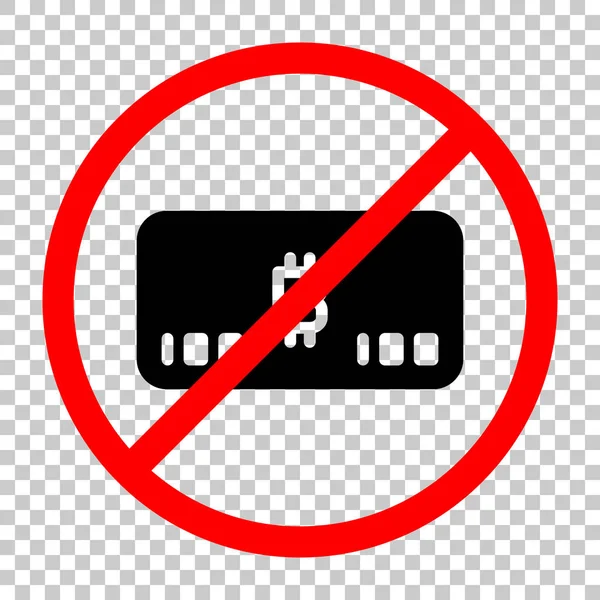 Elektronik para simgesi. Bitcoin kartı. Siyah kırmızı uyarı işareti şeffaf arka plan ile nesnesinde izin yok