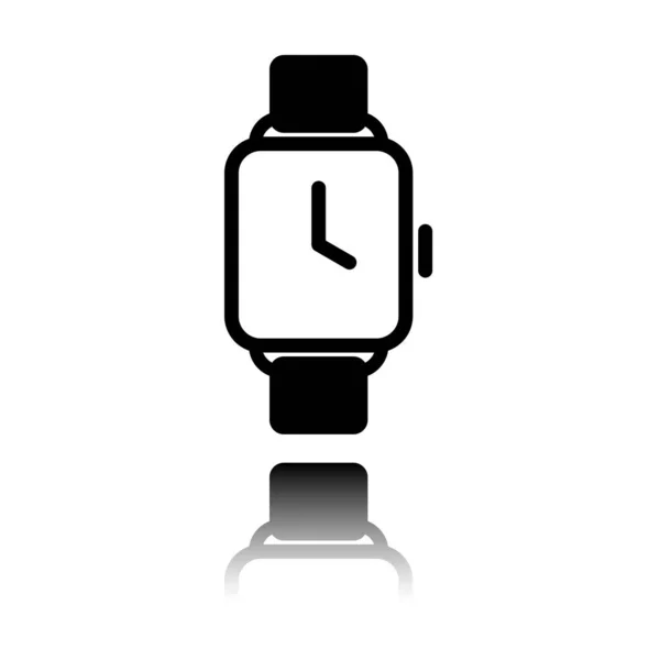 Reloj Inteligente Mano Con Pantalla Cuadrada Icono Tecnología Icono Negro — Vector de stock