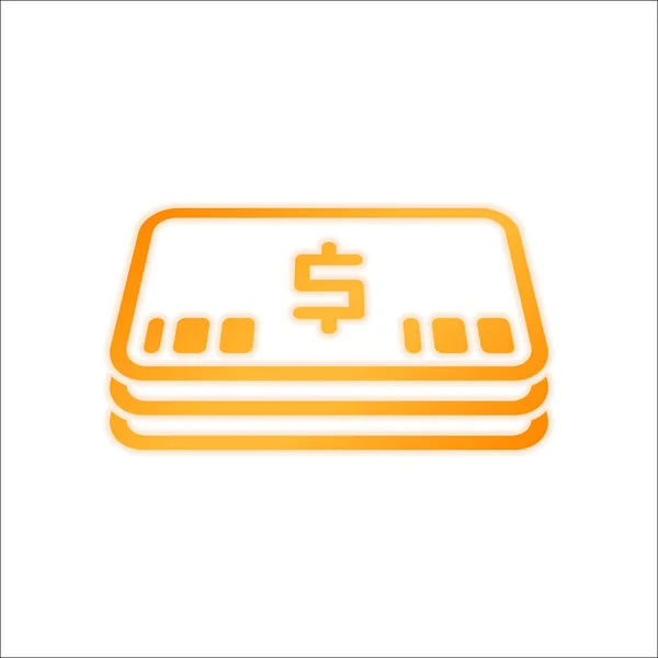 Pack Dollar Money Vouchers Business Icon Orange Sign Low Light — Stock Vector