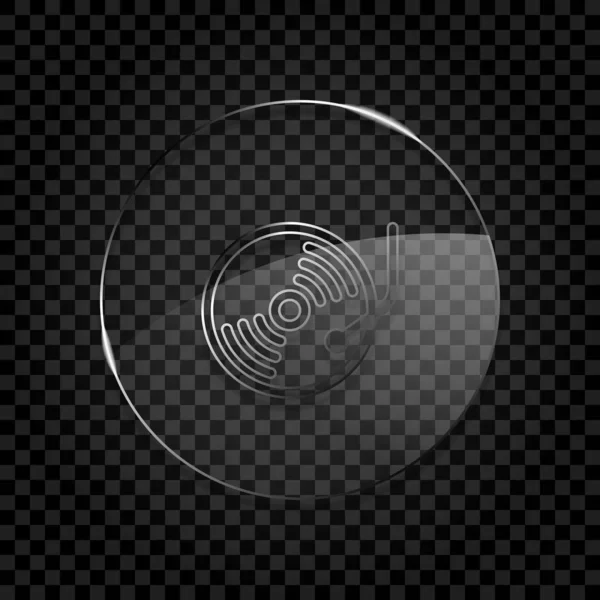 Ретро Винил Проигрыватель Пластинок Плеер Икона Круглом Стеклянном Пузыре Темной — стоковый вектор