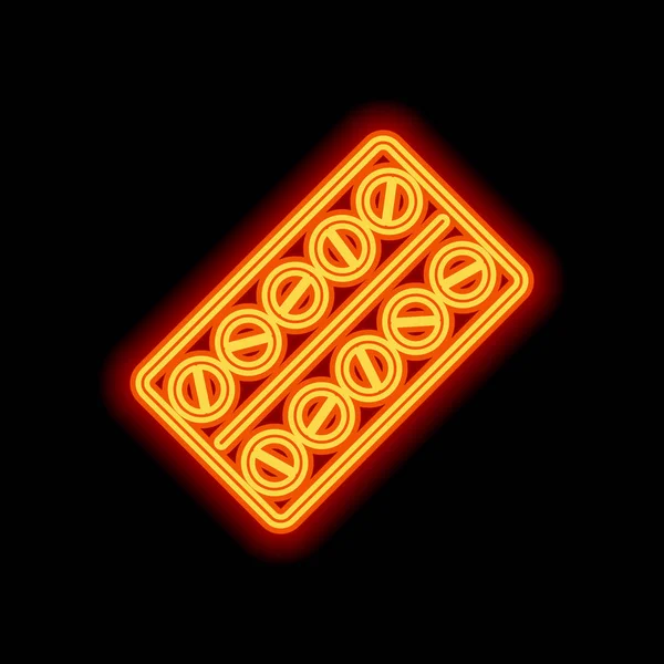 Pack Piller Ikonen Orange Neon Stil Svart Bakgrund Ljus Ikonen — Stock vektor