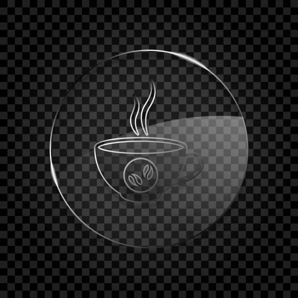Чашка Горячего Кофе Икона Икона Круглом Стеклянном Пузыре Темной Прозрачной — стоковый вектор