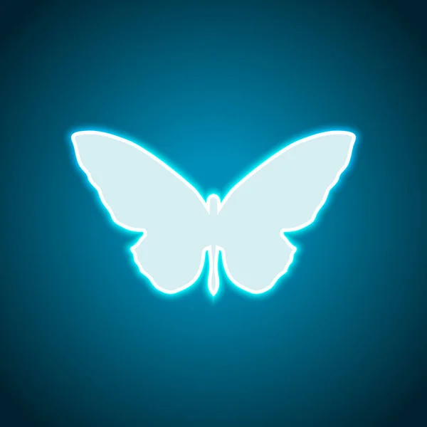 Ikona Motýla Neon Styl Světelné Dekorace Ikona Jasný Symbol Elektřiny — Stockový vektor