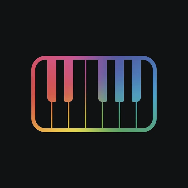 Icône Clavier Piano Couleur Arc Ciel Fond Sombre — Image vectorielle