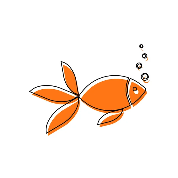 Fiska Med Bubblor Ikonen Isolerade Ikonen Bestående Svart Tunn Kontur — Stock vektor