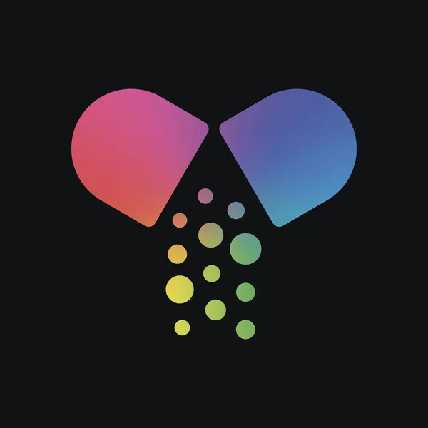 Open Pill Icon Rainbow Color Dark Background — Stock Vector
