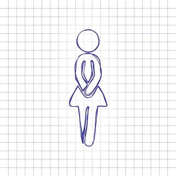 Silhouette Féminine Icône Femme Image Dessinée Main Sur Feuille Papier — Image vectorielle