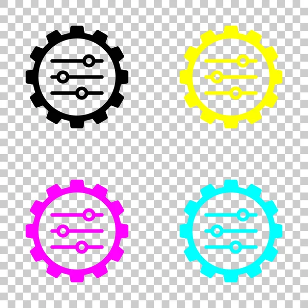 viteste ayarı simgesi. Cmyk simgeleri şeffaf arka plan üzerinde renkli dizi