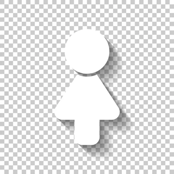 Kvinnlig Symbol Enkel Ikon Kvinna Vit Ikon Med Skugga Transparent — Stock vektor
