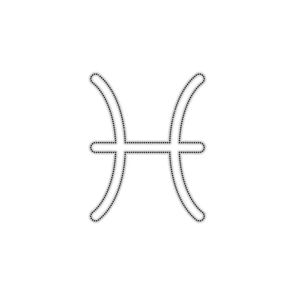 Signe Astrologique Poissons Icône Simple Silhouette Contour Pointillé Avec Ombre — Image vectorielle