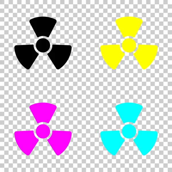 Straling Eenvoudig Symbool Het Pictogram Van Radioactiviteit Gekleurde Set Van — Stockvector