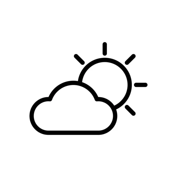 Sole Nube Simbolo Meteo Icona Lineare Con Contorno Sottile — Vettoriale Stock