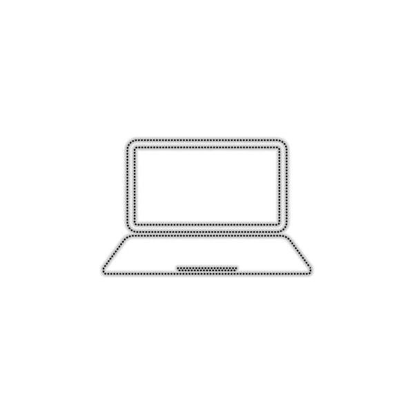 Ícone Computador Portátil Notebook Silhueta Contorno Pontilhado Com Sombra Fundo —  Vetores de Stock
