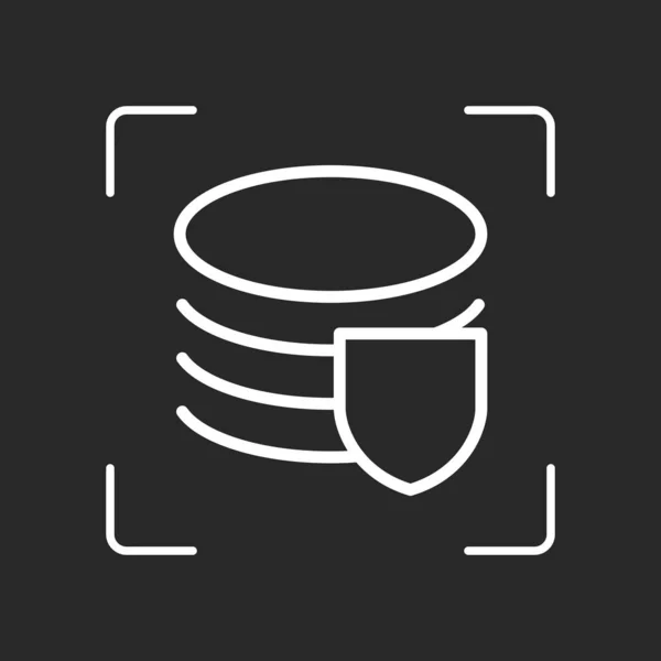 Eenvoudige Beschermen Van Database Lineaire Dunne Omtrek Wit Object Camera — Stockvector