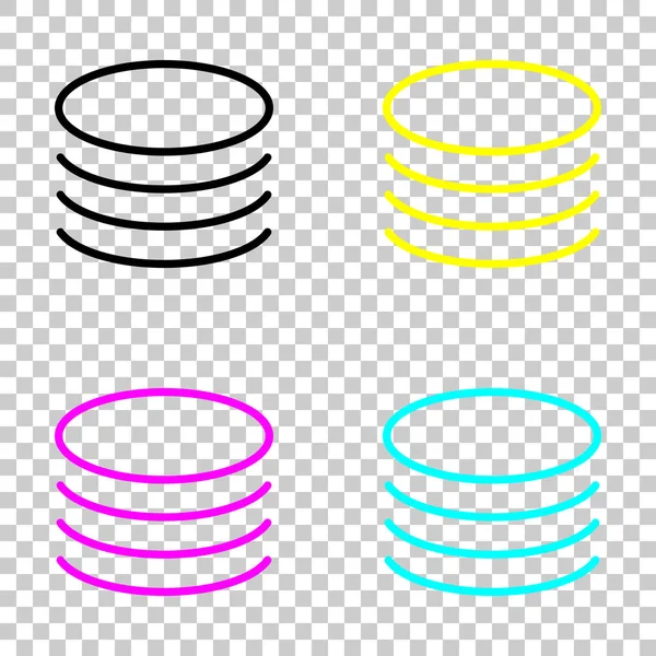 Veritabanı simgesi. Basit doğrusal sembol, ince anahat. Cmyk simgeleri şeffaf arka plan üzerinde renkli dizi